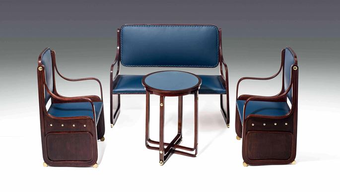 Moser Koloman - SEATING GROUP consisting of: 1 settee, 2 armchairs, 1 table  | MasterArt